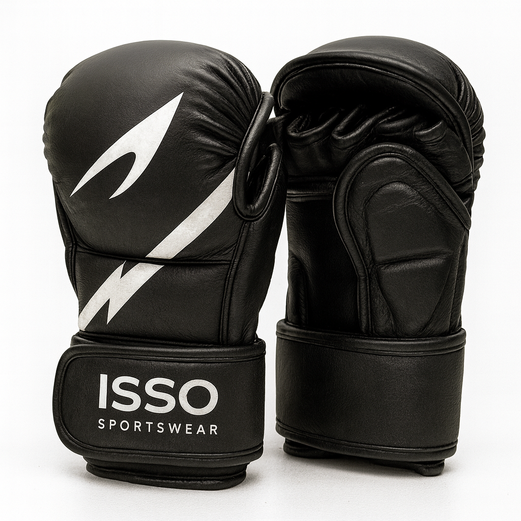 ISSO Sportswear – Black MMA Sparring Set (Gloves + Shin Guards)